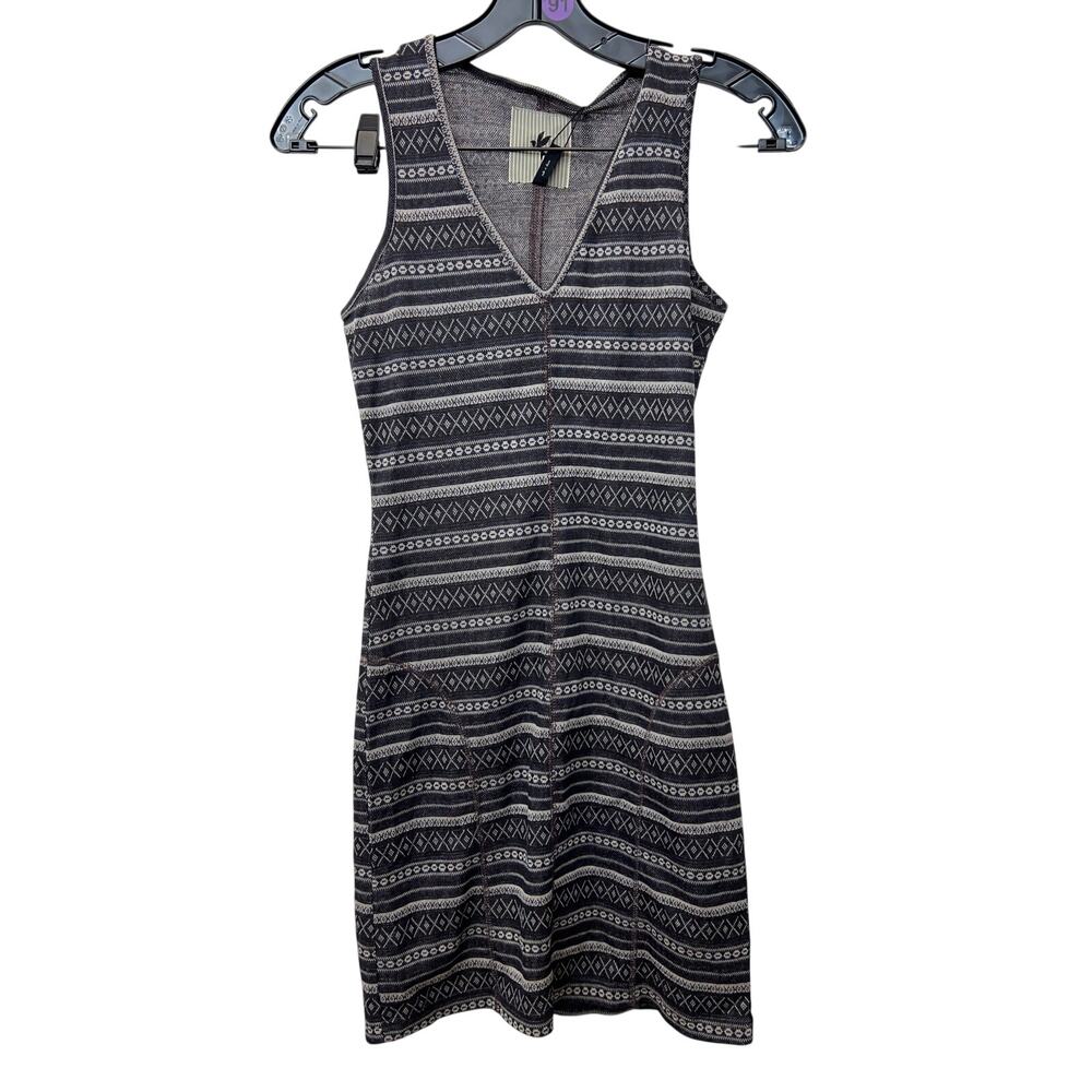 NWT One Teaspoon Sz S Black Aztec Southwestern Boho Striped Knit Tank Mini Dress